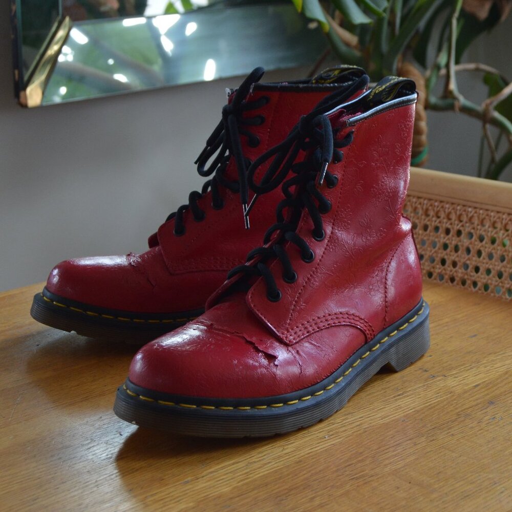 Bright Red Lace Up Dr. Martens Size EU 41 US 9